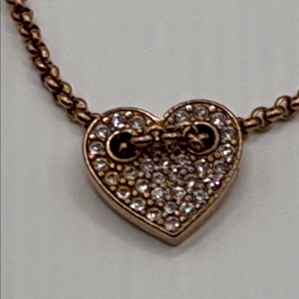Fossil Crystal Heart Bracelet Rose Gold  7-7 1/2”